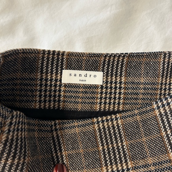 Sandro Paris Nona Brown Plaid Pencil Skirt - Picture 4 of 4